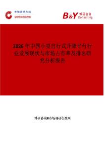 2026年中國小型自行式升降平臺行業(yè)發(fā)展現(xiàn)狀與市場占有率及排名研究分析報告
