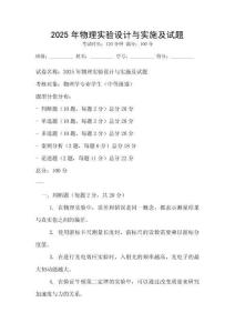 2025年物理實驗設計與實施及試題
