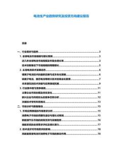 電池生產業趨勢研究及投資方向建議報告