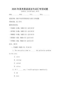 2025年高考英語語法與詞匯專項試題
