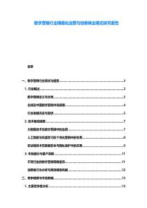 数字营销行业精细化运营与创新商业模式研究报告