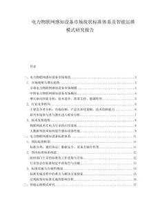 电力物联网感知设备市场现状标准体系及智能运维模式研究报告