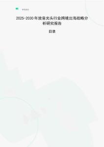 2025-2030年放音光頭行業跨境出海戰略分析研究報告
