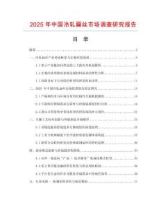 2025年中國冷軋扁絲市場調查研究報告