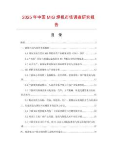 2025年中國MIG焊機(jī)市場調(diào)查研究報(bào)告
