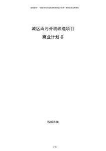 城區雨污分流改造項目商業計劃書