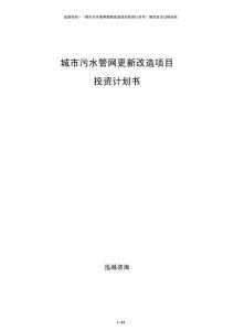 城市污水管網更新改造項目投資計劃書
