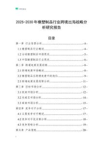 2025-2030年橡塑制品行業跨境出海戰略分析研究報告