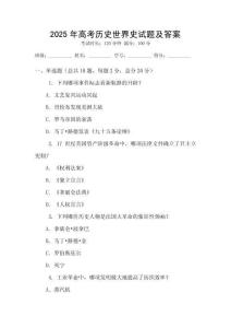 2025年高考歷史世界史試題及答案
