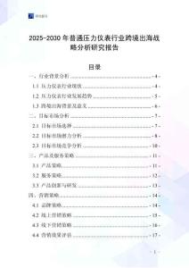 2025-2030年普通壓力儀表行業跨境出海戰略分析研究報告