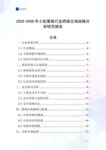 2025-2030年小批量板行業(yè)跨境出海戰(zhàn)略分析研究報(bào)告