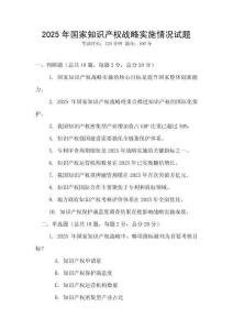 2025年國家知識產權戰略實施情況試題