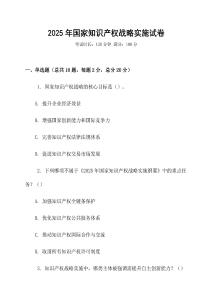 2025年國家知識產權戰略實施試卷