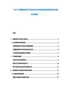 2025中國新能源汽車電池行業市場趨勢深度研究及價值評估報告