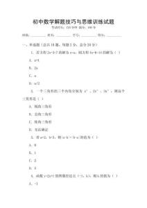 初中數學解題技巧與思維訓練試題