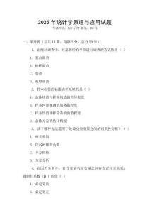 2025年統計學原理與應用試題