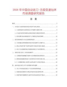 2026年中國自動進刀-無級變速鉆床市場調查研究報告