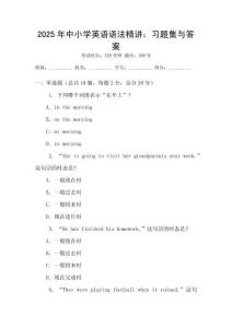 2025年中小學英語語法精講：習題集與答案