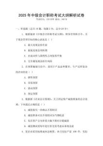 2025年中級會計職稱考試大綱解析試卷