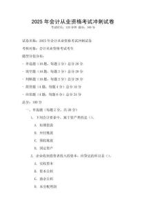 2025年會計從業資格考試沖刺試卷