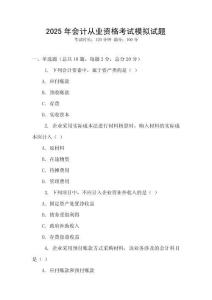 2025年會計從業(yè)資格考試模擬試題