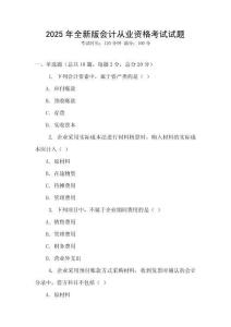 2025年全新版會計從業資格考試試題