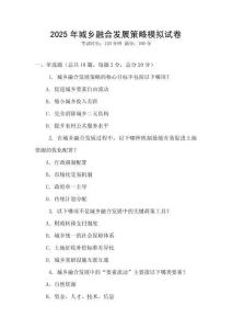 2025年城鄉融合發展策略模擬試卷