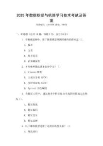 2025年數據挖掘與機器學習技術考試及答案