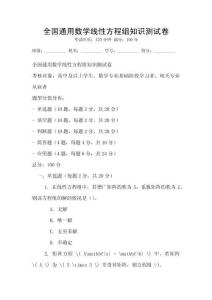 全國通用數學線性方程組知識測試卷