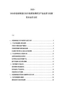 2025-2030多晶硅制造行業(yè)市場原始調研及產品品質與創(chuàng)新資本運作分析