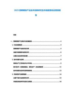 2025邯鄲鋼鐵產(chǎn)業(yè)技術(shù)創(chuàng)新研究及市場前景綜合預(yù)測報(bào)告