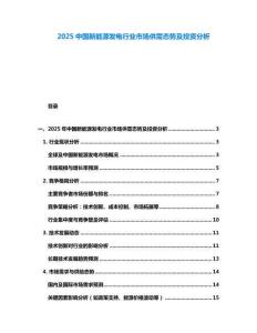 2025中國新能源發(fā)電行業(yè)市場供需態(tài)勢及投資分析
