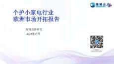 2025個(gè)護(hù)小家電行業(yè)歐洲市場開拓報(bào)告