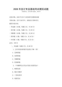 2026年會計專業(yè)基礎(chǔ)考試模擬試題