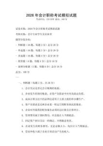 2026年會計職稱考試模擬試題