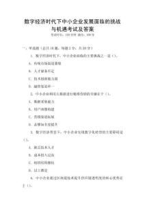 數字經濟時代下中小企業發展面臨的挑戰與機遇考試及答案