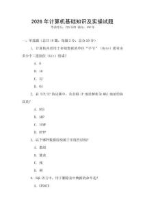 2026年計算機基礎(chǔ)知識及實操試題