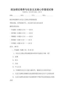 政治理論修養與社會主義核心價值觀試卷