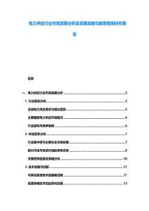 電力供應行業市場發展分析及發展戰略與前景預測研究報告