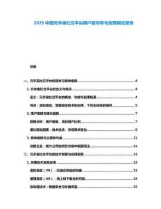 2025中國元宇宙社交平臺(tái)用戶留存率與變現(xiàn)模式報(bào)告