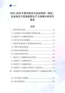 2025-2030年易切削非合金結(jié)構(gòu)鋼（鋼坯）企業(yè)制定與實施新質(zhì)生產(chǎn)力戰(zhàn)略分析研究報告