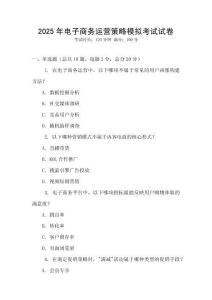 2025年電子商務運營策略模擬考試試卷