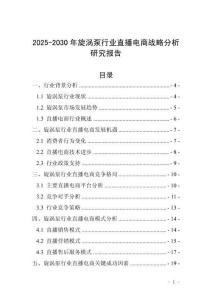 2025-2030年旋渦泵行業直播電商戰略分析研究報告