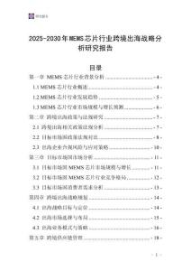 2025-2030年MEMS芯片行業(yè)跨境出海戰(zhàn)略分析研究報(bào)告