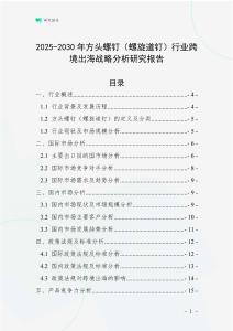 2025-2030年方頭螺釘（螺旋道釘）行業(yè)跨境出海戰(zhàn)略分析研究報告