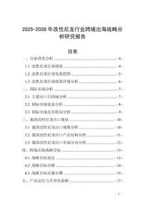2025-2030年改性尼龍行業跨境出海戰略分析研究報告