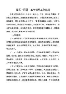 社區(qū)“兩委”五年任期工作規(guī)劃