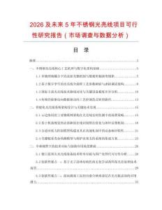 2026及未來5年不銹鋼光亮線項目可行性研究報告（市場調查與數據分析）
