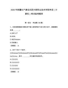 2026年新疆生產(chǎn)建設(shè)兵團(tuán)興新職業(yè)技術(shù)學(xué)院單招（計算機(jī)）考試備考題庫及答案（奪冠系列）