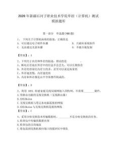 2026年新疆石河子職業技術學院單招（計算機）測試模擬題庫完美版